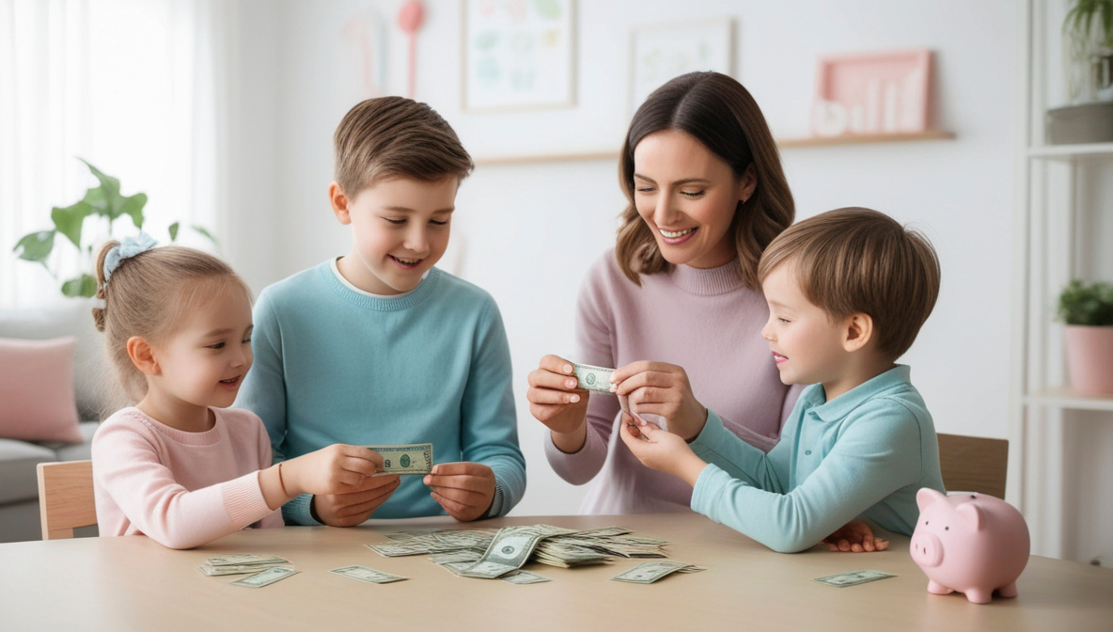 Família praticando educação financeira